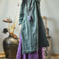 Women Vintage Autumn Solid O-Neck Buckle Linen Dress