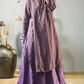 Women Vintage Autumn Solid O-Neck Buckle Linen Dress