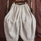 Women Autumn Rero Solid Linen Loos Bloomers