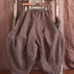 Women Autumn Rero Solid Linen Loos Bloomers