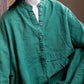 Women Autumn Vintage Green O-Neck Linen Robe Dress