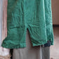 Women Autumn Vintage Green O-Neck Linen Robe Dress