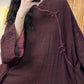 Women Vintage Autumn Solid Linen Cotton Robe Dress