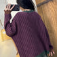 Women Artsy Autumn Colorblock Knit Cardigan Sweater Coat