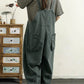 Plus Size Women Retro Solid 100%Linen Loose Jumpsuit