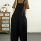 Plus Size Women Retro Solid 100%Linen Loose Jumpsuit