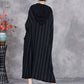 Women Autumn Artsy Stripe Colorblock Hooded Knit Dress