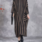 Women Autumn Artsy Stripe Colorblock Hooded Knit Dress