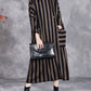 Women Autumn Artsy Stripe Colorblock Hooded Knit Dress