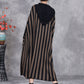 Women Autumn Artsy Stripe Colorblock Hooded Knit Dress