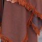 Women Fashion Colorblock Tassel Wool Knit Cardigan Shawl