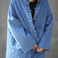 Women Autumn Casual Solid Pocket Denim Robe Coat