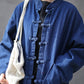 Women Autumn Casual Solid Pocket Denim Robe Coat