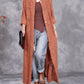 Women Autumn Artsy Embroidery Knitted Long Cardigan Coat