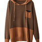 Women Autumn Casual Stripe Colorblock Hooded Sweatshirt