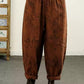 Women Autumn Flower Spliced Cotton Linen Harem Pants