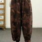 Women Autumn Flower Spliced Cotton Linen Harem Pants