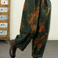 Women Autumn Flower Spliced Cotton Linen Harem Pants