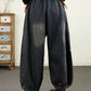 Women Autumn Vintage Denim Loose Harem Pants