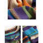 Women Casual Autumn Colorblock Stripe O-Neck Cotton Sweater