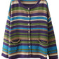 Women Casual Autumn Colorblock Stripe O-Neck Cotton Sweater