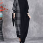 Women Autumn Artsy Plaid Irregular Spliced Knit Dress