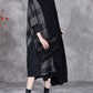 Women Autumn Artsy Plaid Irregular Spliced Knit Dress