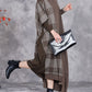 Women Autumn Artsy Plaid Irregular Spliced Knit Dress