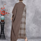 Women Autumn Artsy Plaid Irregular Spliced Knit Dress