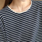 Women Autumn Stripe Lacwork Collar O-Neck Cotton Blouse