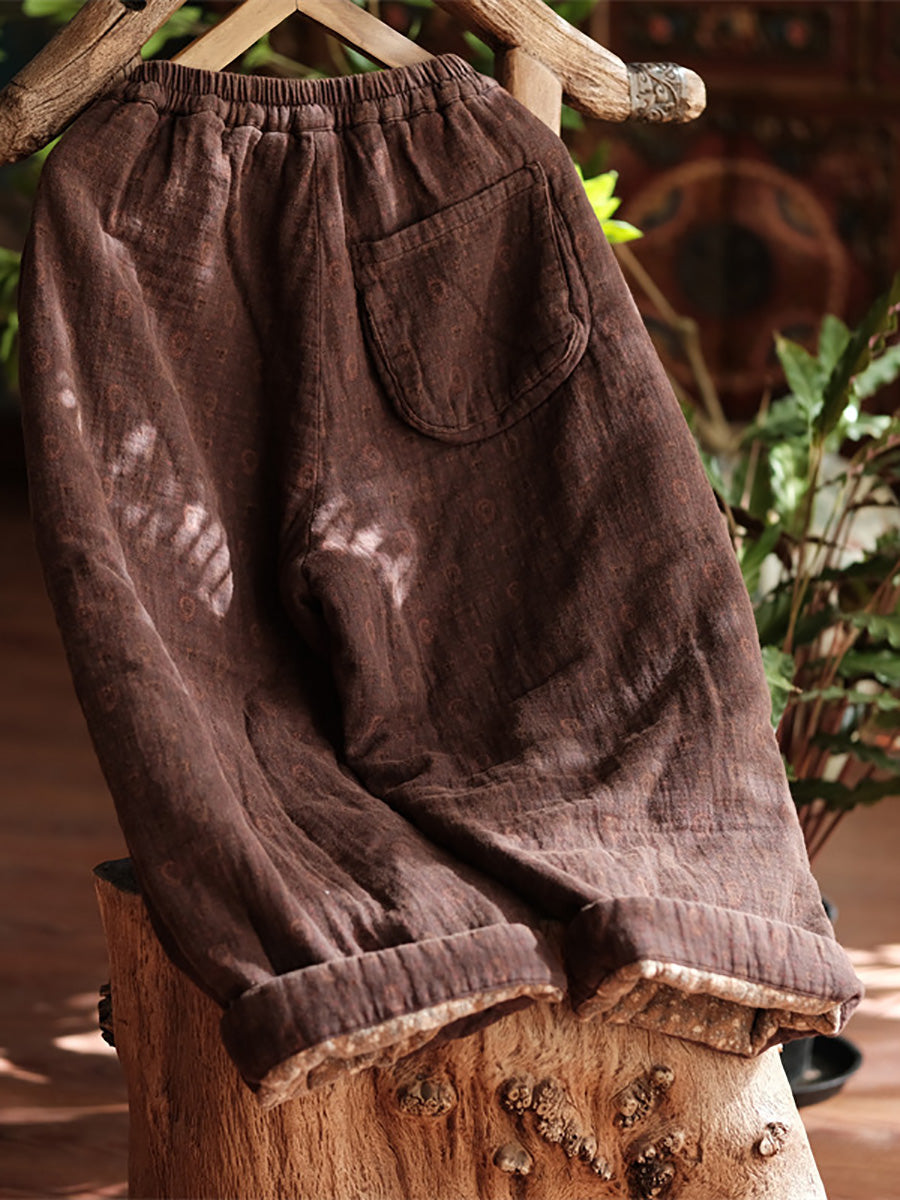 Women Autumn Vintage Solid Cotton Spliced Harem Pants