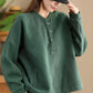 Women Autumn Pure Color Stand Collar Cotton Sweatshirt