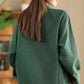 Women Autumn Pure Color Stand Collar Cotton Sweatshirt