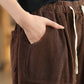 Women Autumn Retro Solid Corduroy Spliced Harem Pants