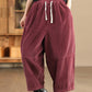 Women Autumn Retro Solid Corduroy Spliced Harem Pants