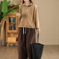 Women Autumn Retro Solid Corduroy Spliced Harem Pants