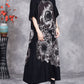 Women Autumn Flower Turtleneck Short Sleeve Knit Dress