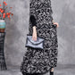 Women Autumn Artsy Flower Colorblock V-Neck Knit Dress