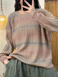 Women Autumn Casual  Colorblock O-Neck Knit Sweater