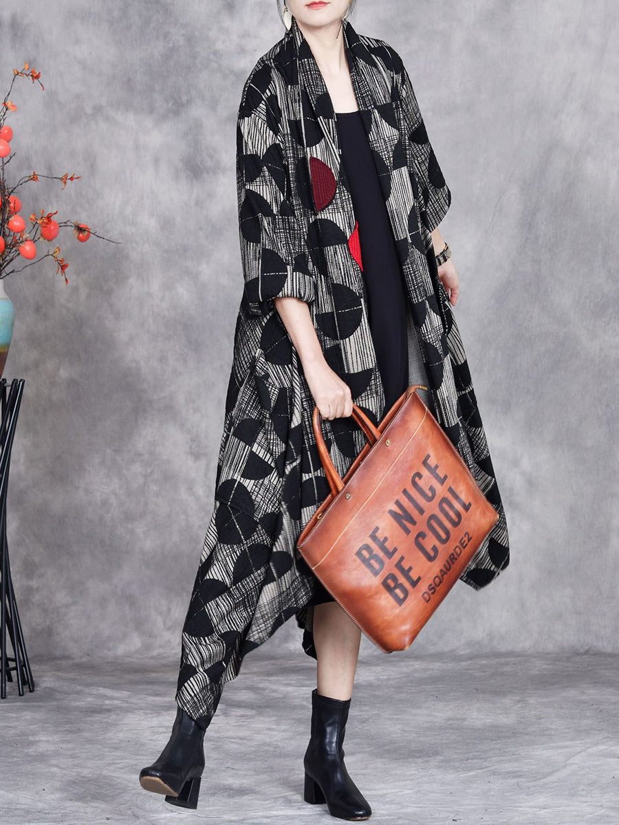 Women Artsy Autumn Irregular Semicircle Loose Coat