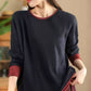 Women Casual Autumn Colorblock O-Neck Blouse