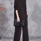 Women Autumn Artsy Solid Half Turtleneck Strap Knit Suits