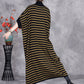 Women Autumn Stripe Short Sleeve Half Turtleneck Knit Dress