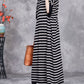 Women Autumn Stripe Short Sleeve Half Turtleneck Knit Dress