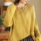 Women Solid Casual O-Neck Knit Loose Silk Blouse