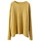 Women Solid Casual O-Neck Knit Loose Silk Blouse