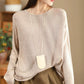 Women Solid Casual O-Neck Knit Loose Silk Blouse