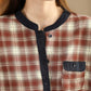 Women Ethnic Autumn Plaid Cotton Colorblock Shirt Coat