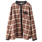 Women Ethnic Autumn Plaid Cotton Colorblock Shirt Coat