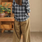 Women Ethnic Autumn Plaid Cotton Colorblock Shirt Coat